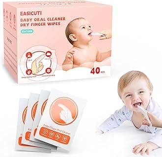 EASICUTI 40Pcs Baby Finger Toothbrush, Dry Wipes Baby Toothbrush, Baby Tongue Cleaner, Newborn Tooth and Gum Wipes, BAB y Oral Cleaner, Infant Toothbrush Mouth Clean for 0-36 Month