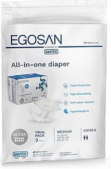EGOSAN Ultra Incontinence Adult Diaper Brief Maximum Absorbency and Adjustable Tabs for Men and Women (Medium (2 Count Sample))