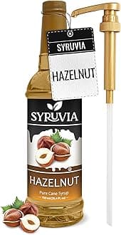 Syruvia Coffee Syrup, Hazelnut Flavored Syrup for Drinks, Lattes, and Desserts – 25.4 fl oz, With Pump