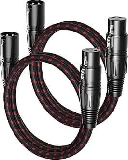 XLR Cables 3FT 2 Pack, XLR Microphone Cable Male to Female,All Length from 6inch to 100ft, Nylon Braided 3 Pin Mic Cable for Microphones, Mixer, Speaker Systems
