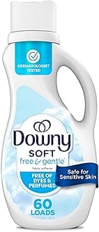 Downy Free & Gentle Liquid Fabric Softener, 44 fl oz, 60 Loads, Hypoallergenic, Sensitive Skin Friendly Fabric Conditioner Liquid