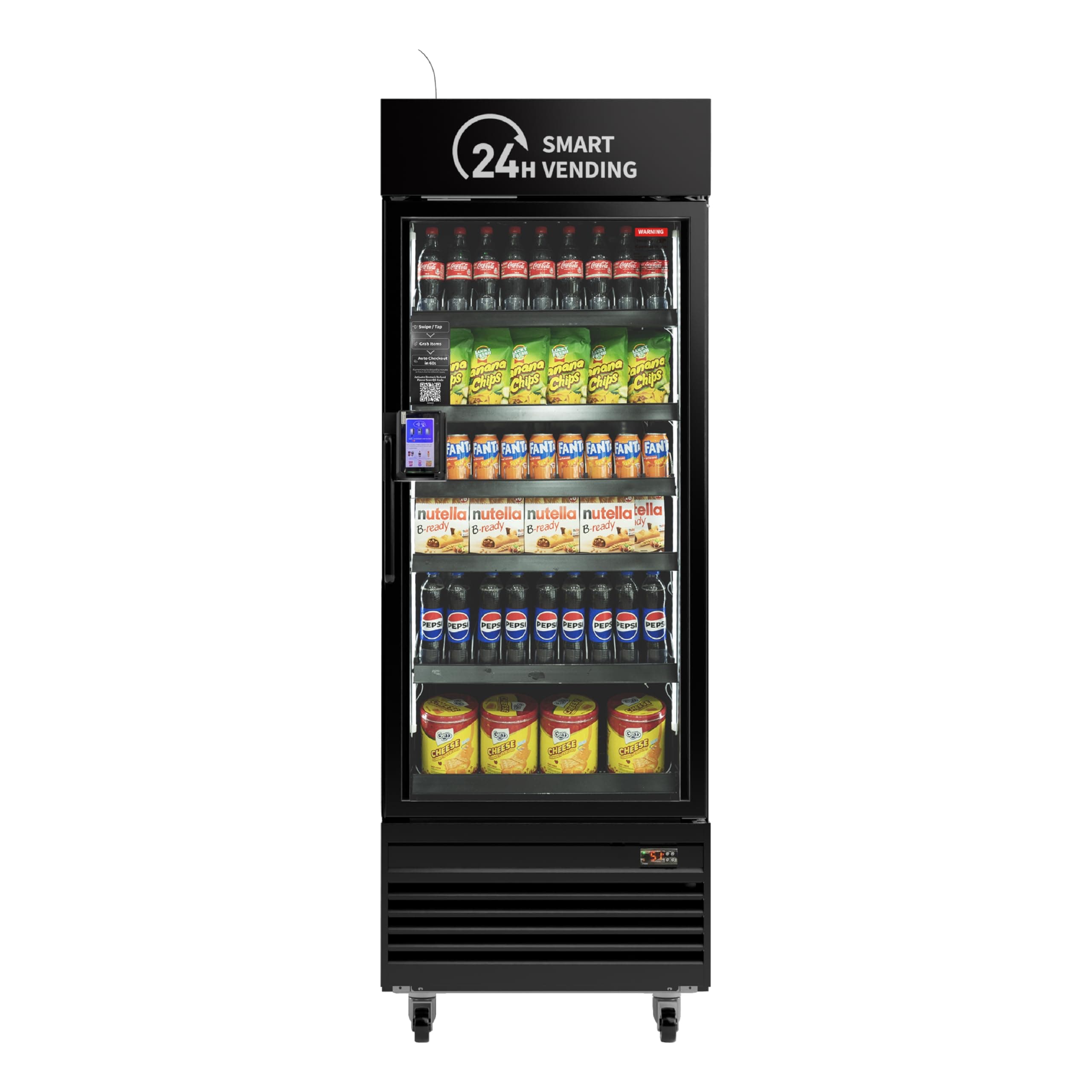 HAHA Smart Vending DC-542D Combo Vending Machine,Smart Refrigerated Beverage Vending Machine with Touch Card Reader - Capacity 378 Bottles (Black, 542D)