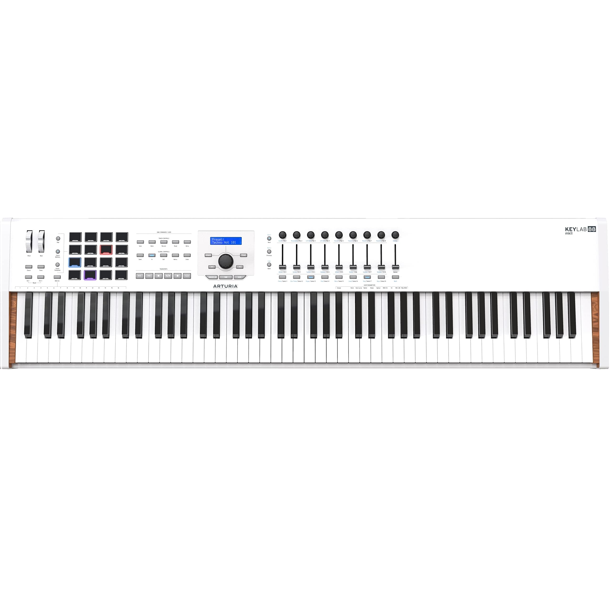 KeyLab 88 MkII 88 Key Weighted USB MIDI Keyboard Controller — Aftertouch, Velocity Sensitive, Hammer-Action, Piano Feel, With 16 Drum Pads, 9 Faders, 9 Knobs and Analog Lab V Software Included