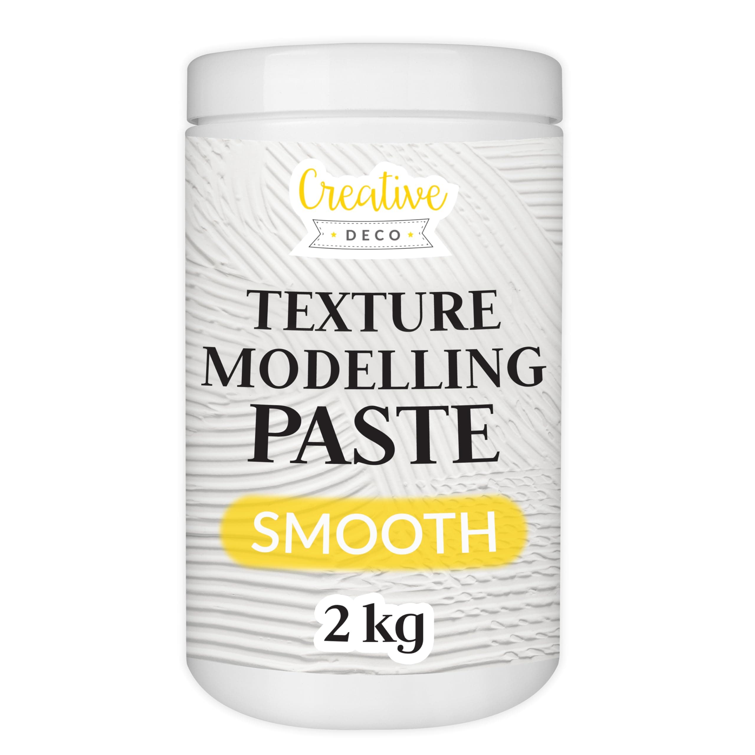 Creative Deco Texture Paste Smooth 2 kg | White Filler for Acrylic Painting | Modelling Paste for Art Projects, Acrylic Paint, DIY, 3D Effects, Textures | Easy to Apply with Palette Knife