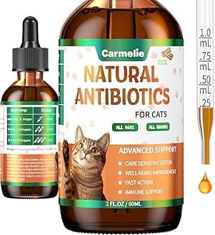Natural Antibiotics for Cats – Cat Antibiotics for Allergy Relief, Urinary Tract Support, Itch Relief, and Immune Support – Promotes Urinary Tract Health – Cat and Dog Supplemental Vitamins – 2 fl oz