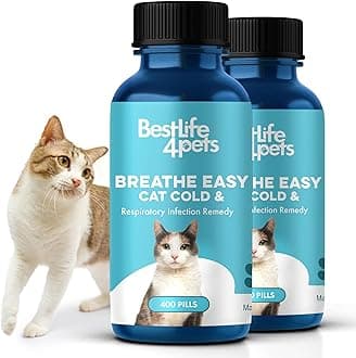Cat Respiratory Comfort Supplement - Natural Breathe Easy Feline Support for All Seasons, Coughing, Occasional Nasal Stuffiness and Sneezing - 800 Odorless, Easy-to-Administer Tasteless Pills
