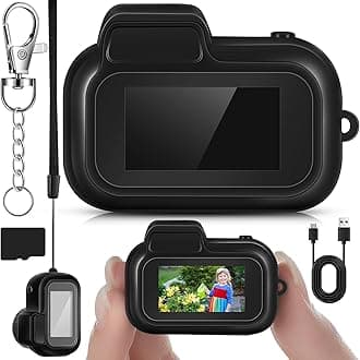 Relaxweex Mini Keychain Camera 1080p Small Nostalgia Retro Camera 100 Mins Battery Life Portable Micro Video for Photo Video Travel Study Recording(128gb)