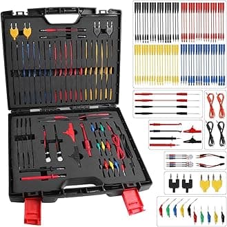 Multimeter Test Leads Kit 104PCS Multimeter Leads Kit Multi Function Electrical Back Probe Kit Efficient Automotive Circuit Test Leads Kit Relay Wire Terminal Test Diagnostic Tool with Alligator Clips