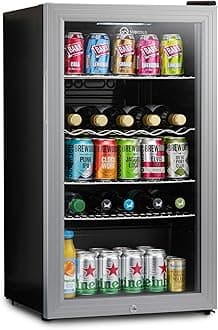 Subcold Super85 LED - Under-Counter Fridge | 85L Beer, Wine & Drinks Fridge | LED Light + Lock and Key | Energy Efficient (Silver, 85L)