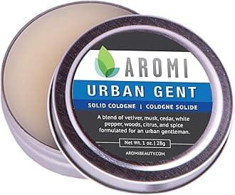 Aromi Urban Gent Solid Cologne | Woodsy Men's Fragrance, Citrus, Amber, and Cedar Scent, Vegan, Cruelty-free, Travel, Father's Day Gift Idea (Urban Gent)