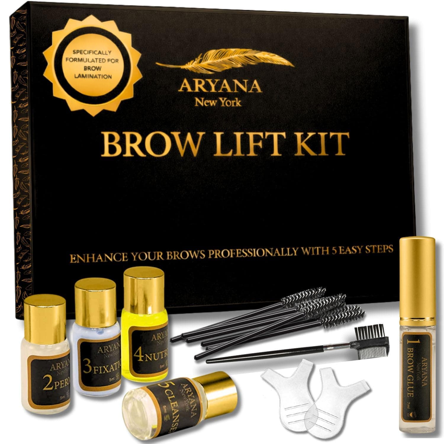 ARYANA NEW YORK Eyebrow Laminating Kit, DIY Perm for Fuller Brows, Instant Professional Lift, Eyebrow Brush and Micro Brush