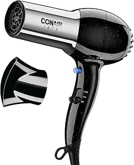 Hair Dryer, 1875W Full-Size Hair Dryer with Ionic Conditioning, Blow Dryer, Tourmaline Ceramic Technology for Quick Drying, Black/Chrome