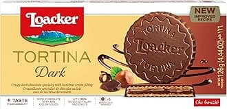 Tortina Biscuits, Dark Chocolate Hazelnut Flavour, Box of Chocolate Biscuits, Classic Italian Biscuits, All Natural Ingredients, 125g