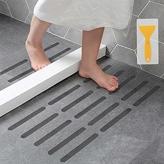 Anti Slip Strips, Safety Shower Treads Stickers - 24 Pcs, Bathtub Non Slip Stickers, Anti Skid Tape for Shower,Tub,Steps, Floor-Strength Adhesive Grip Appliques for Baby,Senior,Adult (Gray) 8 x 0.8In