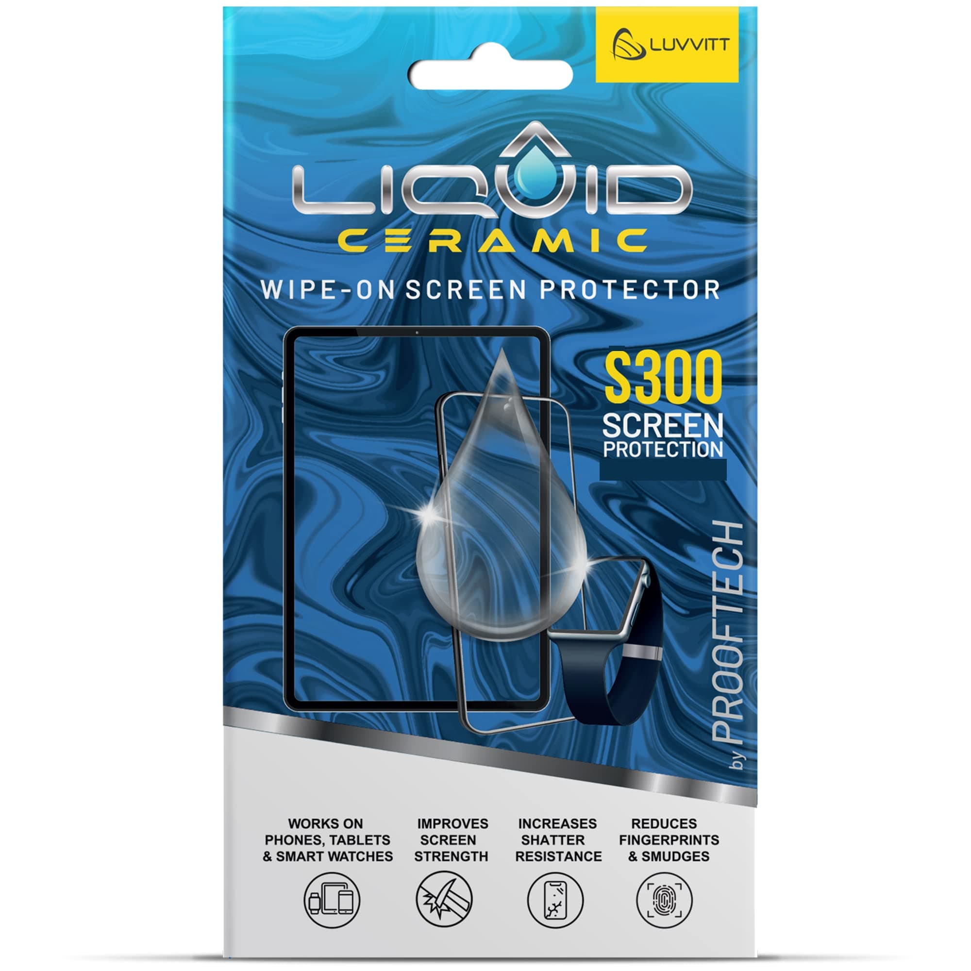 LIQUID CERAMIC Glass Screen Protector With $300 Coverage | Wipe On Scratch and Shatter Resistant Nano Protection for All Phones Tablets and Smart Watches - Universal Fit