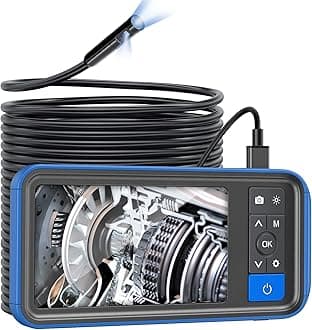 50FT Endoscope Borescope, Teslong Dual Lens Sewer Inspection Camera with 4.5'' Screen, Waterproof Snake Cable, LED Lights, 1080P Fiber Optic Scope Camera for Home Wall Duct Drain Pipe Plumbing