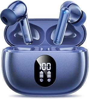 ZZU Wireless Earbuds, 2025 Ear Buds with Big Bass Stereo Sound, Lightweight Bluetooth Earbuds with 48 Hours Playtime, in-Ear Fit Earphones, IPX7, Hands-Free Calls with AI for iPhone, Android, Pad