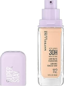 Super Stay Lumi-Matte Foundation, Lightweight and Buildable Full Coverage Foundation Makeup For Up To 30HR Wear, 112, 1 Count