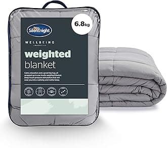 Silentnight Wellbeing Weighted Blanket - Anxiety & Stress Relief for Adults Insomnia Therapy - Sensory Calming Heavy Quilted Hug Blanket - 6.8kg, 150x200cm, Grey