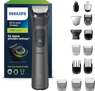 Series 7000 All-in-one Trimmer, 15-in-1 Multigroom for face, Head and Body, One Tool - Ultimate Precision, 26 Length Settings (0.5-20 mm) (Model MG7950/15)