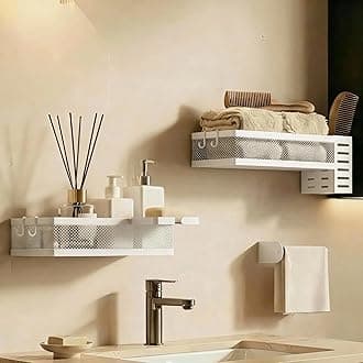 PUSDON Metal Wall Hanging Basket 2 Packs DIY Suitable for Multiple Scenes - Middle White Netting Suit