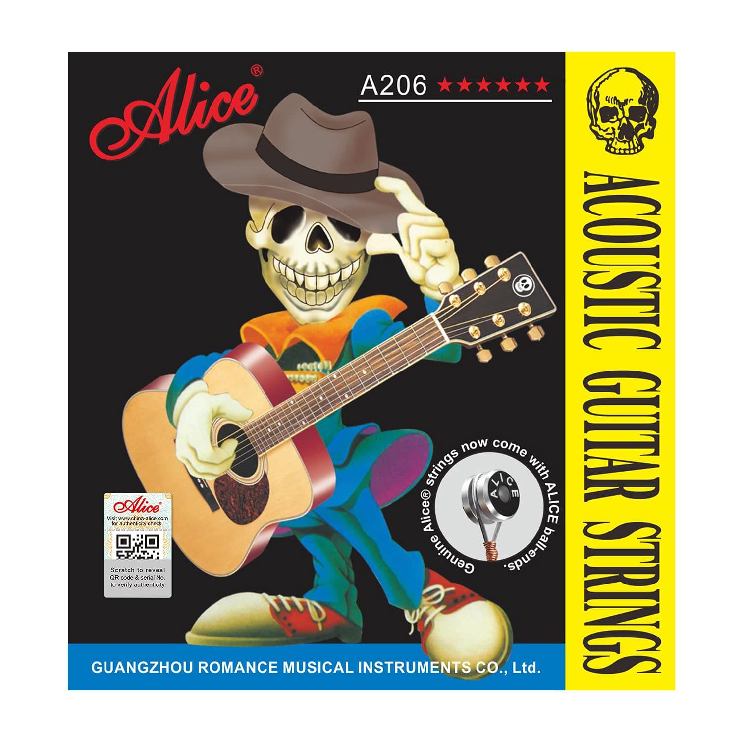 Alice E B G D A E 6-Strings Light Acoustic Guitar Strings, 3 Pack