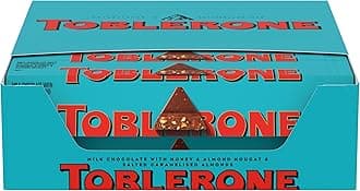 TOBLERONE Milk Chocolate Bar with Salted Caramelized Almonds and Honey and Almond Nougat, Bulk Chocolate, 20 - 3.52 oz Bars