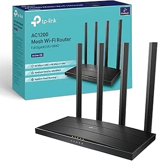 TP-Link Archer C6 Router WiFi AC1200Mbps, WiFi Router,Gigabit Ethernet Ports, VPN Router Server, Easy Setup, Internet Booster Routers, WiFi Booster, WPA3, Gaming Xbox PS4 Steam, Easy Setup,EasyMesh