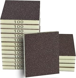 16PCS 100 Grits Sanding Sponge Medium Sanding Block, Washable and Reusable Wet Dry Sandpaper Sponge， Sander Sponges for Wood Drywall Metal Wood