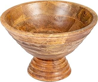 Creative Co-Op Boho Wood Pedestal Serving, Light Brown Finish Bowl
