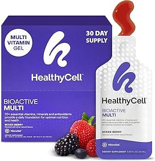 Healthycell Bioactive Daily Liquid Multivitamin for Men & Women – 20+ Essential Vitamins, Minerals & Antioxidants for Brain, Heart, Immunity, Energy, Skin & Hair Support - 30 Gel Packs