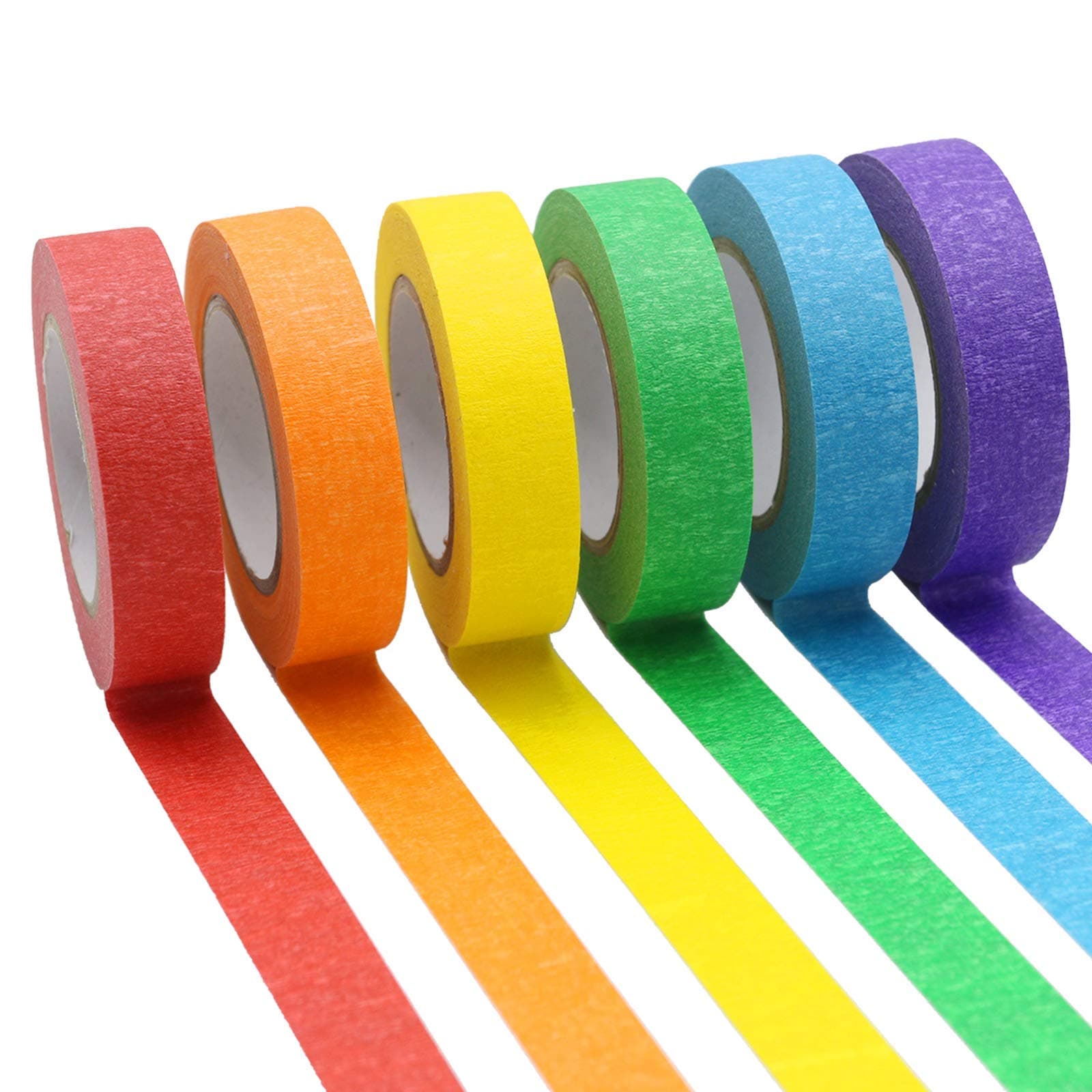 OWLKELA Colored Masking Tape 16 Yard Per Roll, 6 Rolls Rainbow Colors Painting Tape, Painters Tape, Craft Tape, Labeling Tape, Paper Tape for Bullet Journals, Party Decorations, DIY Craft