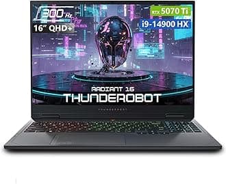 Thunderobot Radiant 16 Gaming Laptop, 16" QHD+ 300Hz 2.5K Display, Core i9-14900HX, GeForce RTX 5070 Ti, 32GB DDR5 RAM, 1TB SSD, RGB Backlit Keyboard, Wi-Fi 6, Win 11 Home