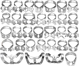 MEDSPO Professional Dental Rubber Dam Clamps | Endodontic Hygenic Brinker Universal Retractors| Tissue Gingival Lower Molars | Restorative Instruments Tools CE (32 Piece Set)