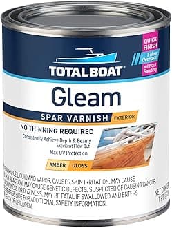 TotalBoat Gleam Marine Spar Varnish, Gloss and Satin Polyurethane Finish for Wood, Boats and Outdoor Furniture (Gloss Pint)