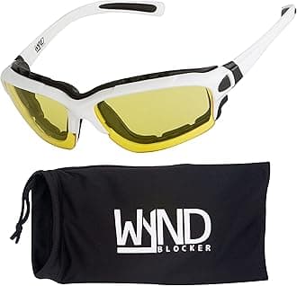WYND Blocker Motorcycle Goggles Extreme Sports Sunglasses, White (White | Yellow Night Driving), Medium, White | Yellow Night Driving, M