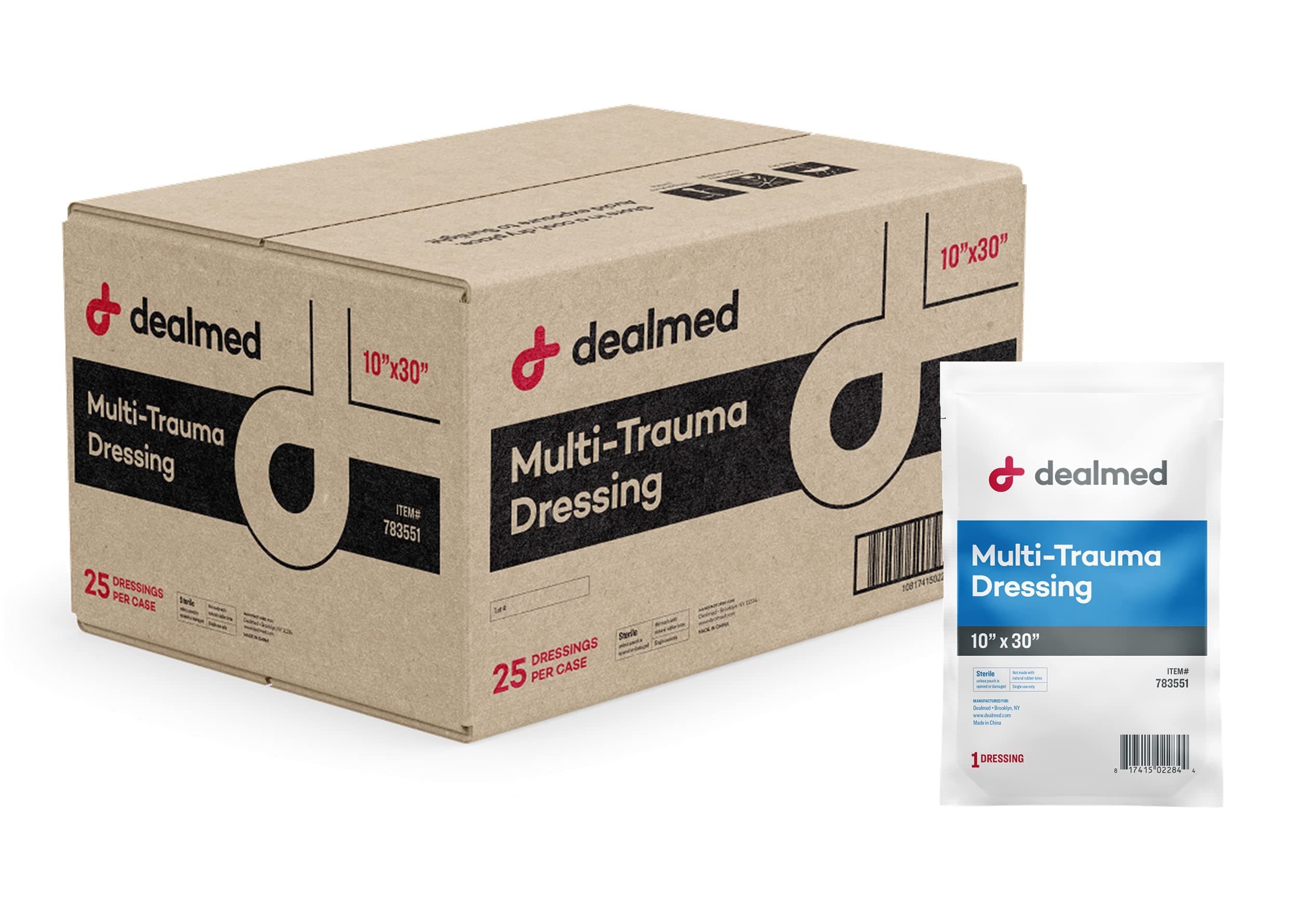 10" x 30" Multi-Trauma Dressing – Sterile Emergency Oversized Pad, Superior Absorbency, Protection and Padding, Wound Care Product for First Aid Kit (Case of 25)