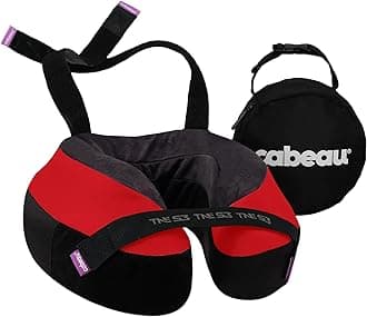 Cabeau The Neck's Evolution, TNE S3 Travel Neck Pillow Memory Foam Airplane Pillow - Neck Pillow with Attachment Straps - 360-Degree Support for Travel, Home, Office, and Gaming - (London Red)