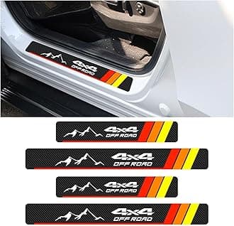 4PCS Tri-Color Door Sill Protectors, Carbon Fiber Door Threshold Protection, Front/Rear Door Sill Plate Step Guard, Anti-Scratch Entry Guard Sticker for Tacoma TRD 4Runner (Tricolor Off Road)