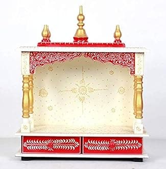 Kamdhenu Art and Craft Wooden Temple (White), 18 Inch