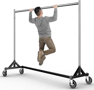 - HOKEEPER Commercial Z Base Garment Rack Hold 500LBS Heavy Duty Clothing Rack Adjustable Rolling Clothes Rack for Hanging Clothes Racks on Wheels Portable Z Rack, Chrome Finish