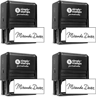 Custom Signature Stamp - Personalized Insignia - Self-Inking - Your Choice of 7 Ink Colors! (4, Xtra Wide)