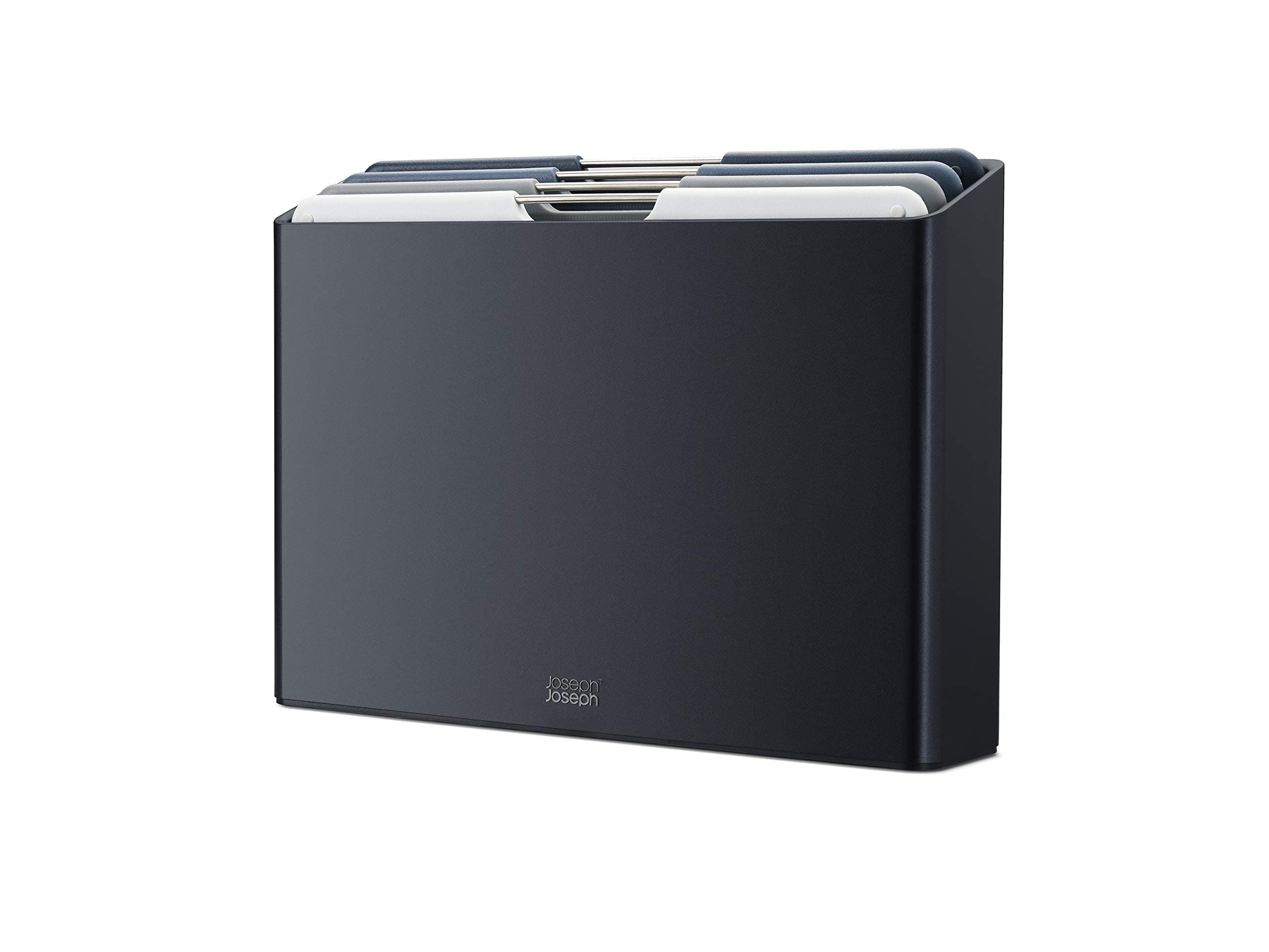 Folio 4-Piece Colour coded Cutting Board Set, Slimline case for organized Kitchen storage, Graphite