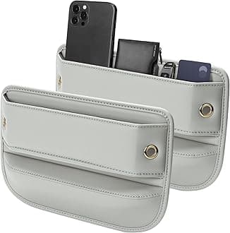 Universal Fit Gap Filler, Premium Leather Seat Organizer, Accessories for Women Men, Essentials for Car SUV Truck (Beige, 2 Pack), XN001