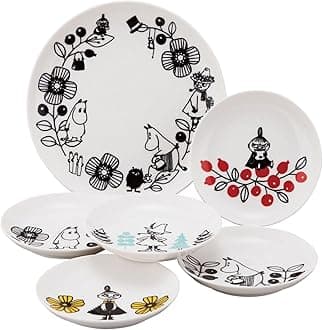 Yamaka Shoten Moomin MM1400-52 Moomin Valley Plate, 6-Piece Set, Microwave & Dishwasher Safe, Scandinavian Tableware, Mother's Day & Wedding Gift, Made in Japan