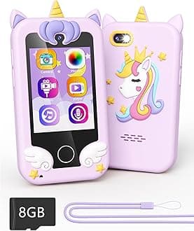 Kikapabi Kids Toy Smartphone, Unicorn Gifts and Toys for Girls Boys Ages 3-8 Years Old, Fake Play Toy Phone with Music Player Dual Camera Puzzle Games Touchscreen, Birthday, Kids Trip Activity
