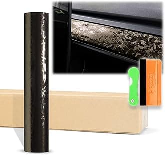 12"x60" (1FTx5FT) Titanium Black 24K Chopped Forged Carbon Fiber Textured Vinyl Wrap Auto Car Sticker Decal Sticker Film Sheet Bubble Free Air Release Technology with Tool Kit