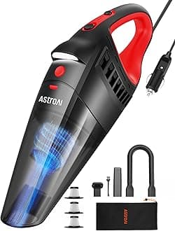 AstroAI Car Vacuum Cleaner with 1 Year Warranty, Portable Handheld Vacuum Cleaner with 100 Watts 12V DC Power, Strong 7500PA, HEPA Filter,16.4 Ft Long Cable, LED Light, 3 Filters for Quick Cleaning