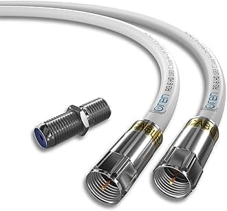 Oren Coaxial Cable 5m RG6 HD103 A++ Trishield – White - with Cabelcon Connectors and Adapter – Weatherproof – for Satellite and Digital TV, Aerial, Broadband, and High Speed Internet Connections