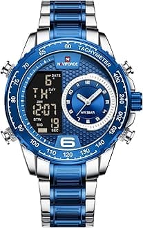 NAVIFORCENAVIFORCE Watch for Men Dual Display Digital Quartz Watches Multifunctional Business Stainless Steel Wristwatch